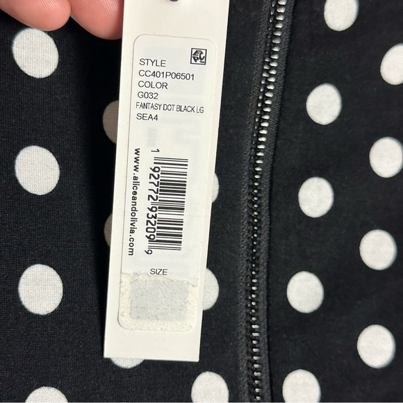Alice + Olivia Delora Black & White Polka Dot Mini Dress Viscose Size 4 NWT - Picture 13 of 15